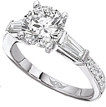 This image shows the setting with a 1.00ct round brilliant cut center diamond. The setting can be ordered to accommodate any shape/size diamond listed in the setting details section below. The matching wedding band is sold separately.