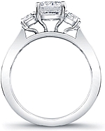 This image shows the setting with a 1ct round brilliant cut center diamond. The setting can be ordered to accommodate any shape/size diamond listed in the setting details section below.