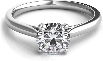 This image shows the setting with a 1.00ct round brilliant cut center diamond. The setting can be ordered to accommodate any shape/size diamond listed in the setting details section below.