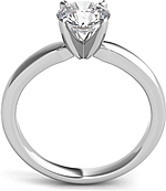 This image shows the setting with a 1.00ct round brilliant cut center diamond. The setting can be ordered to accommodate any shape/size diamond listed in the setting details section below.

