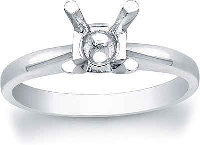 This image shows the setting with a basket made to hold a 1.00ct round brilliant cut center diamond. The setting can be ordered to accommodate any shape/size diamond listed in the setting details section below.