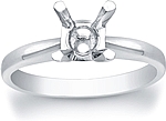 This image shows the setting with a basket made to hold a 1.00ct round brilliant cut center diamond. The setting can be ordered to accommodate any shape/size diamond listed in the setting details section below.