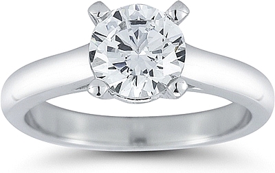 This image shows the setting with a 1.00ct round brilliant cut center diamond. The setting can be ordered to accommodate any shape/size diamond listed in the setting details section below.