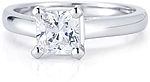 This image shows the setting with a 1.00ct princess cut center diamond. The setting can be ordered to accommodate any shape/size diamond listed in the setting details section below.
