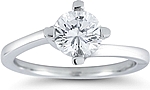 This image shows the setting with a 1.00ct round brilliant cut center diamond. The setting can be ordered to accommodate any shape/size diamond listed in the setting details section below.
