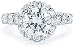 This image shows the setting with a 1.00ct round brilliant cut center diamond. The setting can be ordered to accommodate any shape/size diamond listed in the setting details section below.

