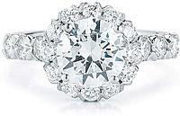 French Pave Set Halo Diamond Engagement Ring