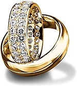 Shown here in 18K yellow gold with and without diamonds; Each sold separately.