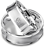 Shown here in 18k white gold with and without a single diamond. Each sold separately.