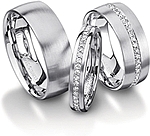 Shown here in 18k white gold in 7.0mm without diamonds, 3.5mm with diamonds, and 7.0mm with diamonds. Each sold separately.