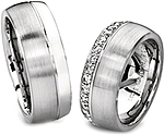 Shown here in 18k white gold with and without diamonds. Each sold separately.