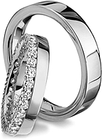Shown here in 18K white gold with diamonds going all the way around and without diamonds. Each sold separately.