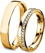 Shown here in 18k yellow gold with diamonds in 3.5mm and without diamonds in 4.5mm. Each sold separately.