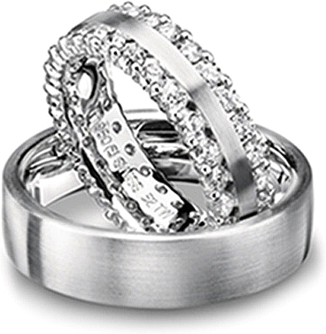 Shown here in 18K white gold without diamonds and with diamonds going all the way around. Each sold separately.