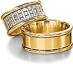 Shown here in 18k yellow gold with and without diamonds. Each sold separately.