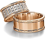 Shown here in 18k rose gold with and without diamonds. Each sold separately.