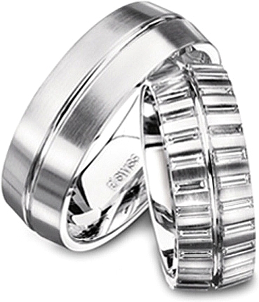 Shown here in 18k white gold with and without diamonds. Each sold separately.