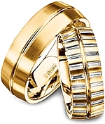 Shown here in 18k yellow gold with and without diamonds. Each sold separately.