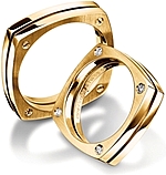 Shown here in 18k yellow gold with and without diamonds. Each sold separately.