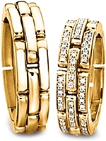 Shown here in 18k yellow gold with and without diamonds. Each sold separately.