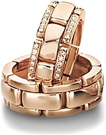 Shown here in 18k rose gold with and without diamonds. Each sold separately.