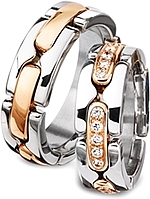 Shown here in 18k white and rose gold with and without diamonds. Each sold separately.