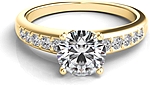 This image shows the setting with a 1.00ct round brilliant cut center diamond. The setting can be ordered to accommodate any shape/size diamond listed in the setting details section below.