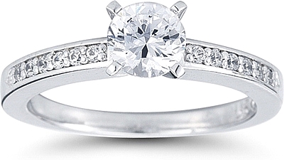 Cathedral Princess Cut Chanel-Set Diamond Engagement Ring US3017