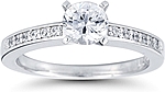 This image shows the setting with a 1.00ct round brilliant cut center diamond. The setting can be ordered to accomodate any shape/size diamond listed in the setting details section below.