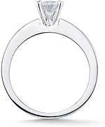 This image shows the setting with a 1.00ct round brilliant cut center diamond. The setting can be ordered to accomodate any shape/size diamond listed in the setting details section below.