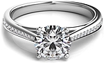 This image shows the setting with a 1.00ct round brilliant cut center diamond. The setting can be ordered to accommodate any shape/size diamond listed in the setting details section below.