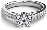 This image shows the setting with a 1.00ct round brilliant cut center diamond. The setting can be ordered to accommodate any shape/size diamond listed in the setting details section below.