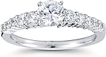 This image shows the setting with a 1.00ct round brilliant cut center diamond. The setting can be ordered to accommodate any shape/size diamond listed in the setting details section below.