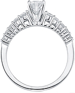 This image shows the setting with a 1.00ct round brilliant cut center diamond. The setting can be ordered to accommodate any shape/size diamond listed in the setting details section below.