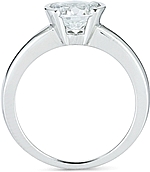 This image shows the setting with a 1.00ct round brilliant cut center diamond. The setting can be ordered to accommodate any shape/size diamond listed in the setting details section below.
