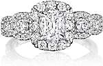 This image shows the setting with a 1.00ct cushion cut center diamond. The setting can be ordered to accommodate any shape/size diamond listed in the setting details section below.
