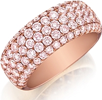 Henri Daussi 5-Row Pink Pave Diamond Band