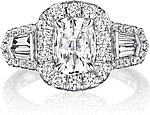 This image shows the setting with a 1.00ct cushion cut center diamond. The setting can be ordered to accommodate any shape/size diamond listed in the setting details section below.