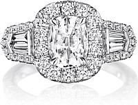 Henri Daussi Baguette Diamond Engagement Ring