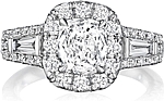 This image shows the setting with a 1.00ct cushion cut center diamond. The setting can be ordered to accommodate any shape/size diamond listed in the setting details section below.