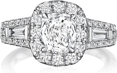 This image shows the setting with a 1.00ct cushion cut center diamond. The setting can be ordered to accommodate any shape/size diamond listed in the setting details section below.