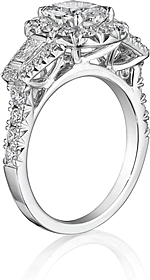 This image shows the setting with a 1.00ct cushion cut center diamond. The setting can be ordered to accommodate any shape/size diamond listed in the setting details section below.