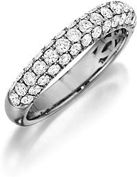 Henri Daussi Domed 3-Row Pave Diamond Band