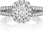 This image shows the setting with a 1.00ct cushion cut center diamond. The setting can be ordered to accommodate any shape/size diamond listed in the setting details section below.