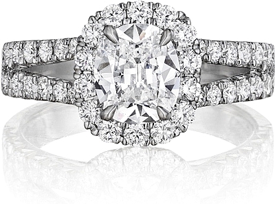 This image shows the setting with a 1.00ct cushion cut center diamond. The setting can be ordered to accommodate any shape/size diamond listed in the setting details section below.