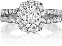 Henri Daussi Double Row Diamond Engagement Ring