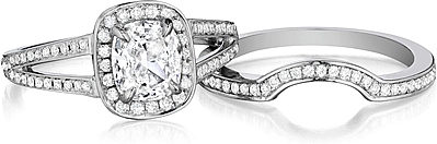 Shown with the matching engagement ring setting #AMSP; Sold separately.
