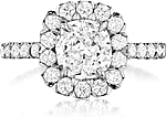 This image shows the setting with a 1.50ct cushion cut center diamond. The setting can be ordered to accommodate any shape/size diamond listed in the setting details section below.