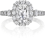 This image shows the setting with a 1.00ct cushion cut center diamond. The setting can be ordered to accommodate any shape/size diamond listed in the setting details section below.