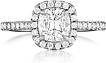 This image shows the setting with a 1.00ct cushion cut center diamond. The setting can be ordered to accommodate any shape/size diamond listed in the setting details section below.
